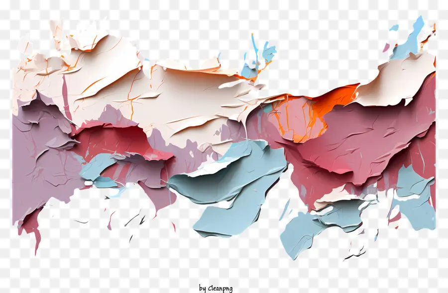 Çok Renkli Boyalar Yırtık Kağıt，Soyut Resim PNG