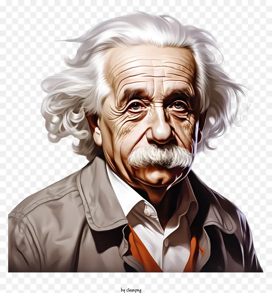 Gerçekçi 3d Tarzı Albert Einstein Portre，Beyaz Saçlı Adam PNG