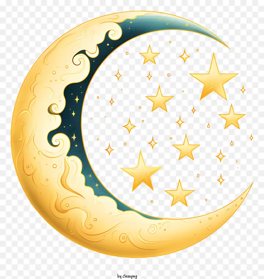 Düz Ay Ve Yıldız，Altın Hilal Ayı PNG
