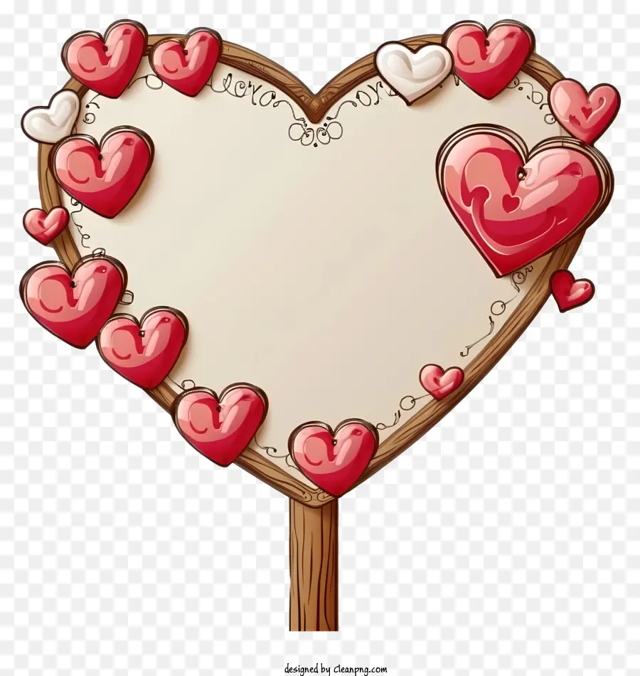 Karikatür Sevgililer Günü İşaret Kurulu，Ahşap Kalp Işareti PNG