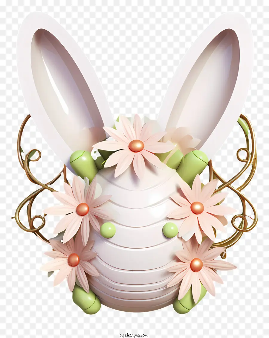 Daisy çiçek Ile Tavşan Kulakları，Anahtar Kelimeler 3d Oluşturulmuş Görüntü PNG