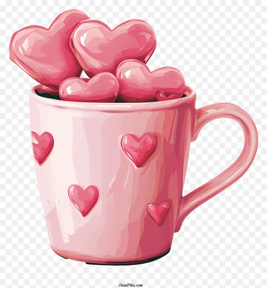 Aşk Kalp Kupası，Pembe Kalp şekerleri Fincan PNG