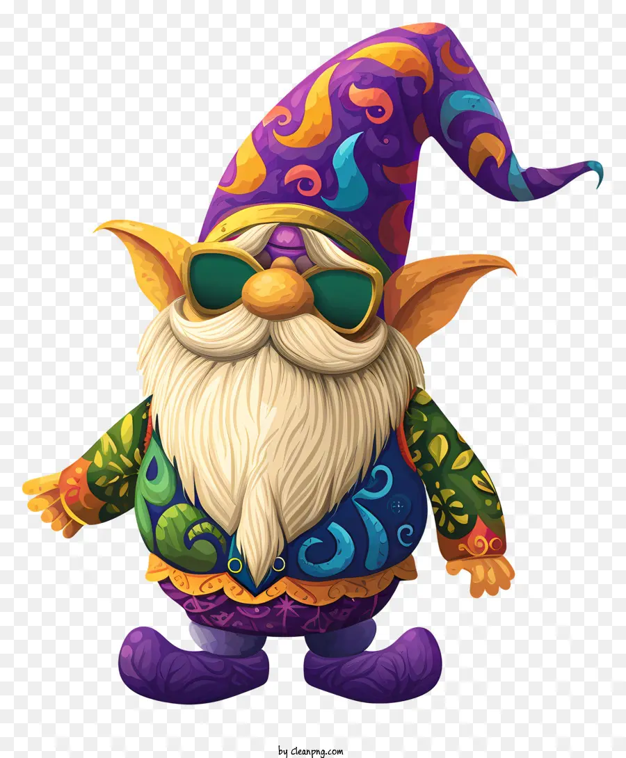 Mardi Gras Gnome，Güneş Gözlüklü Cüce PNG