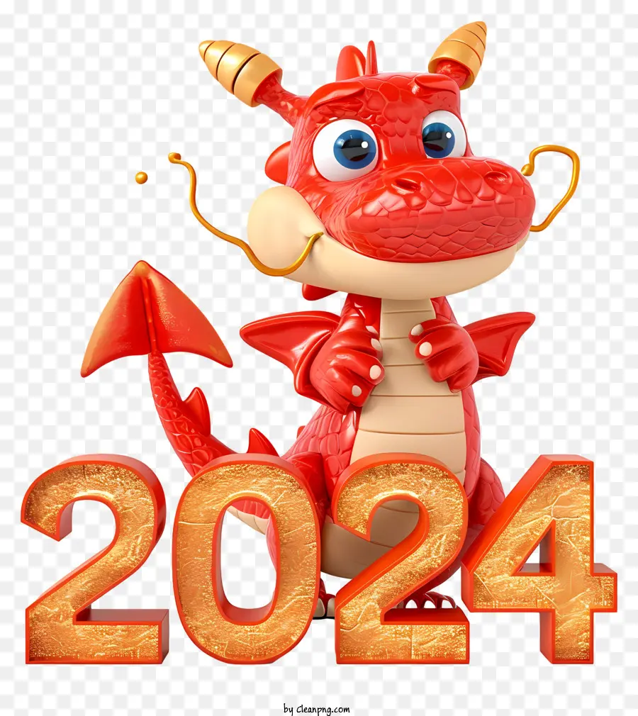 Dragon Yeni Yıl，Kırmızı Ejderha Illüstrasyonu PNG