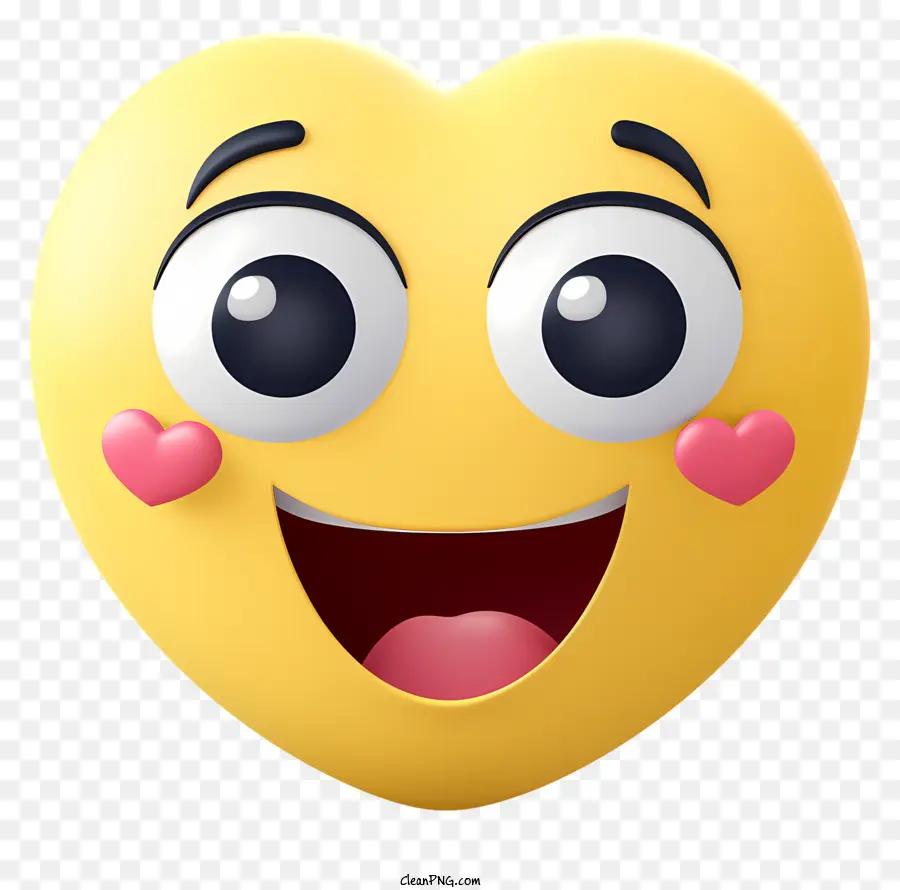 Kalp Gözleri Ile Düz Emoji，Sarı Kalp Emojisi PNG