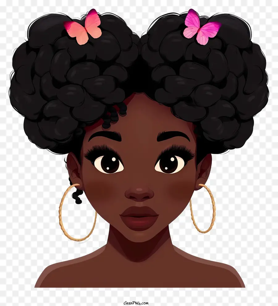Siyah Kız Emoji，At Kuyruğu Saç Modeli PNG