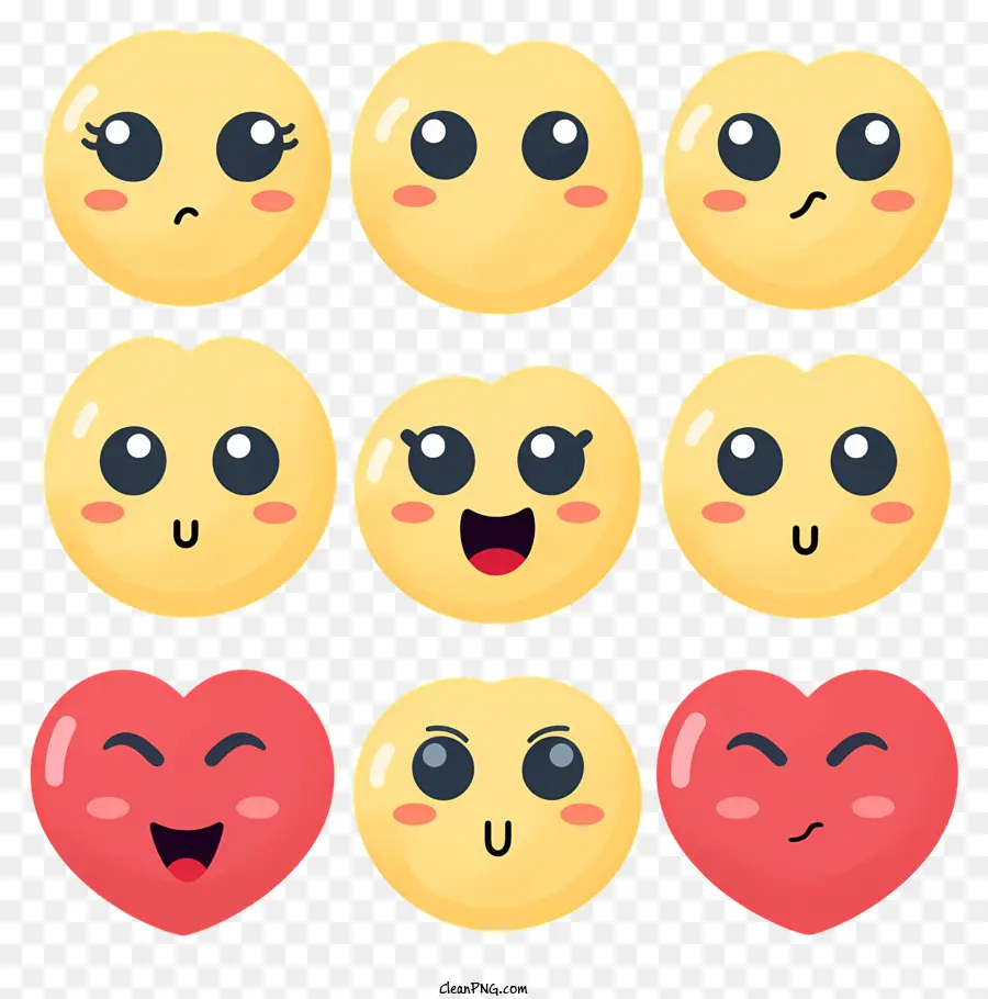 Kalp Gözleri Ile Elle çizilmiş Emoji，Karikatür Kalp PNG