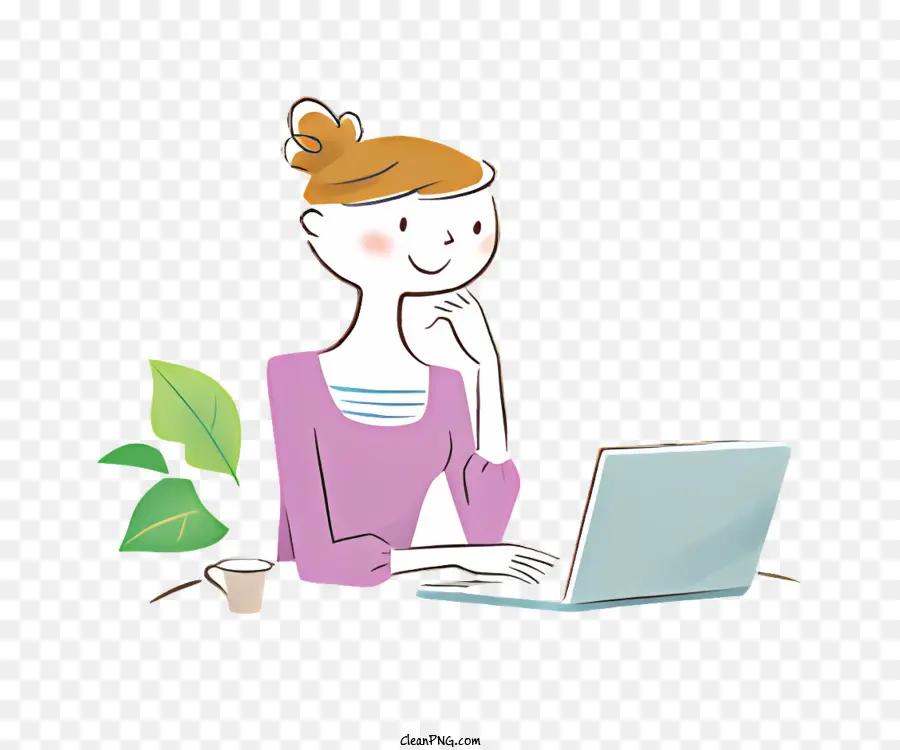 Kadın çalışıyor，Dizüstü Bilgisayar PNG