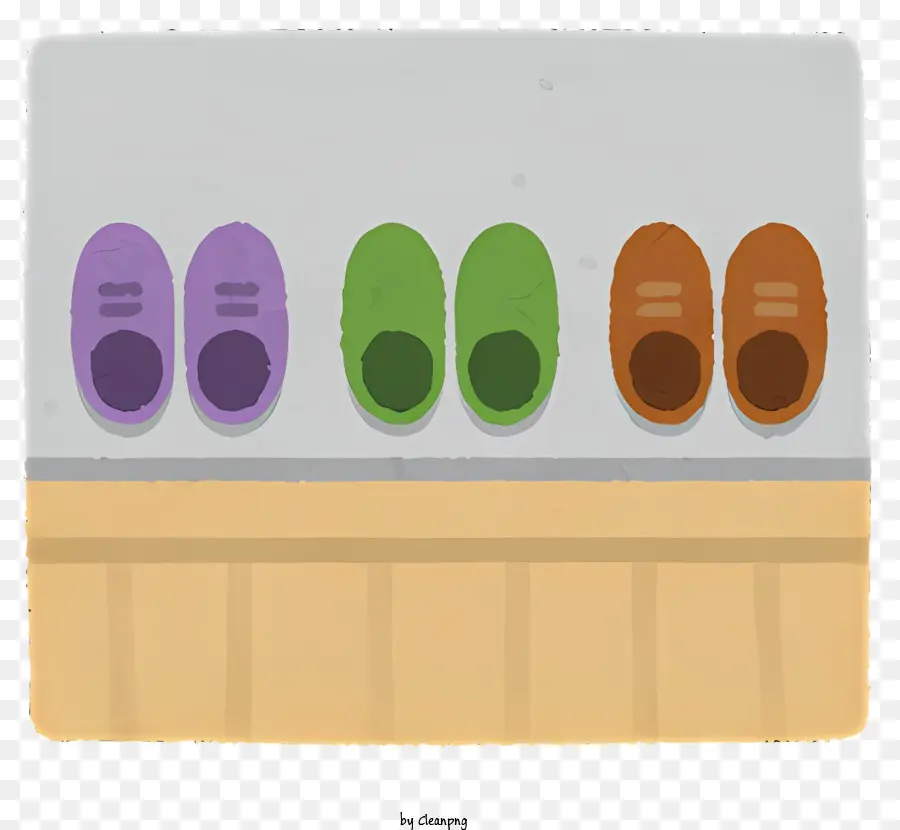Renkli Ayakkabı，Ahşap Yüzeyde Ayakkabılar PNG