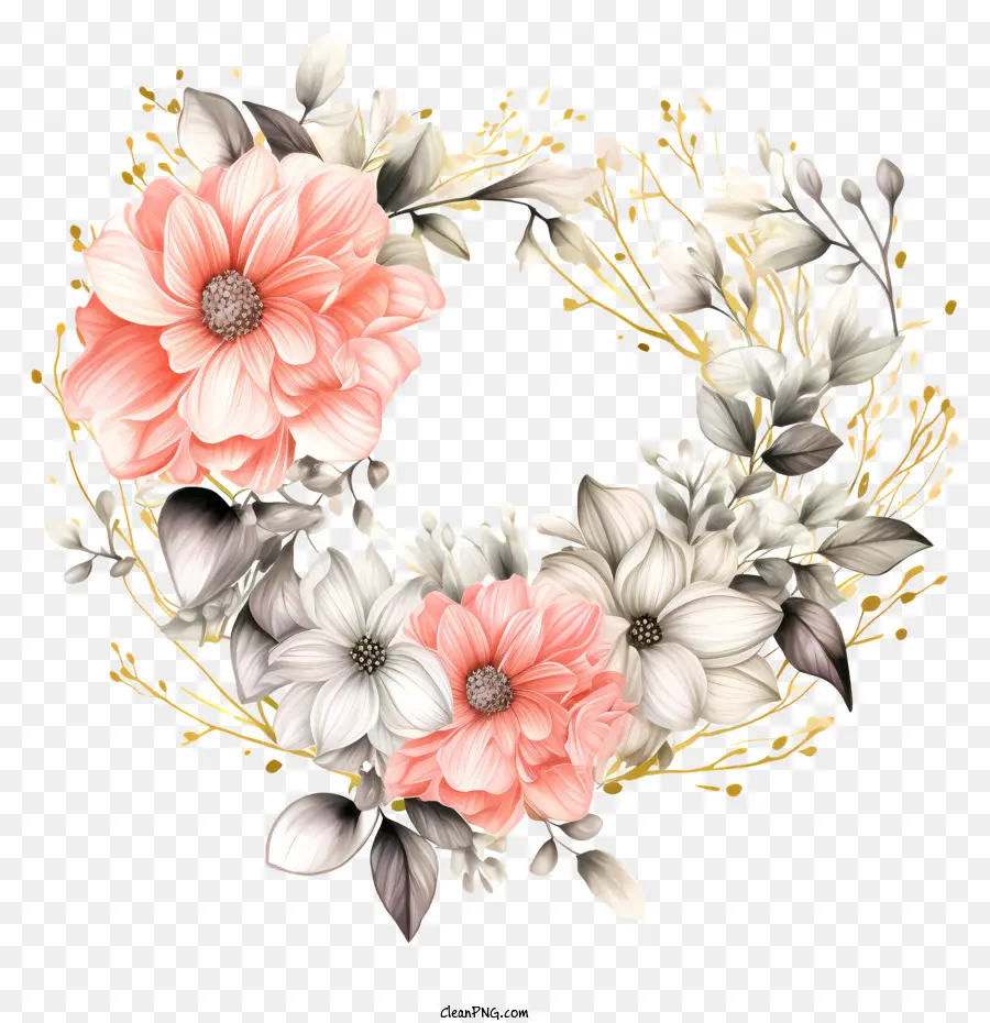 Eskiz Tarzı Düğün çiçek çerçevesi，çiçek çelenk PNG