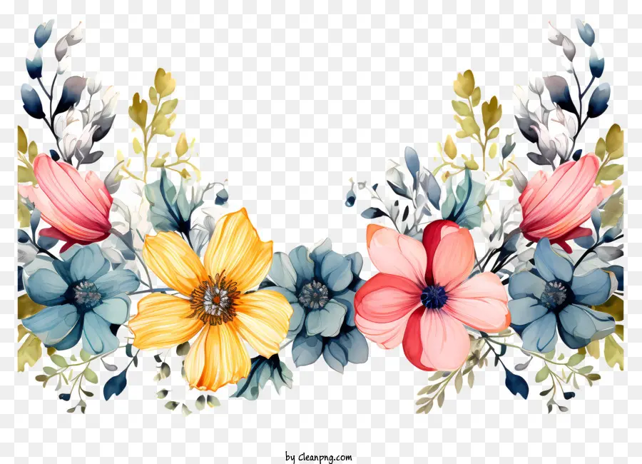 Suluboya çiçek Sınır，çiçek Tasarımı PNG