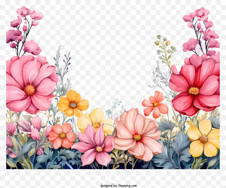 Suluboya çiçek Sınır，çiçek çerçeve PNG
