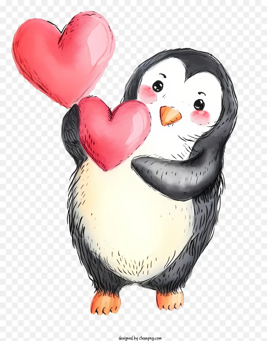 Elle çizilmiş Sevgililer Günü Pengueni，Penguen PNG