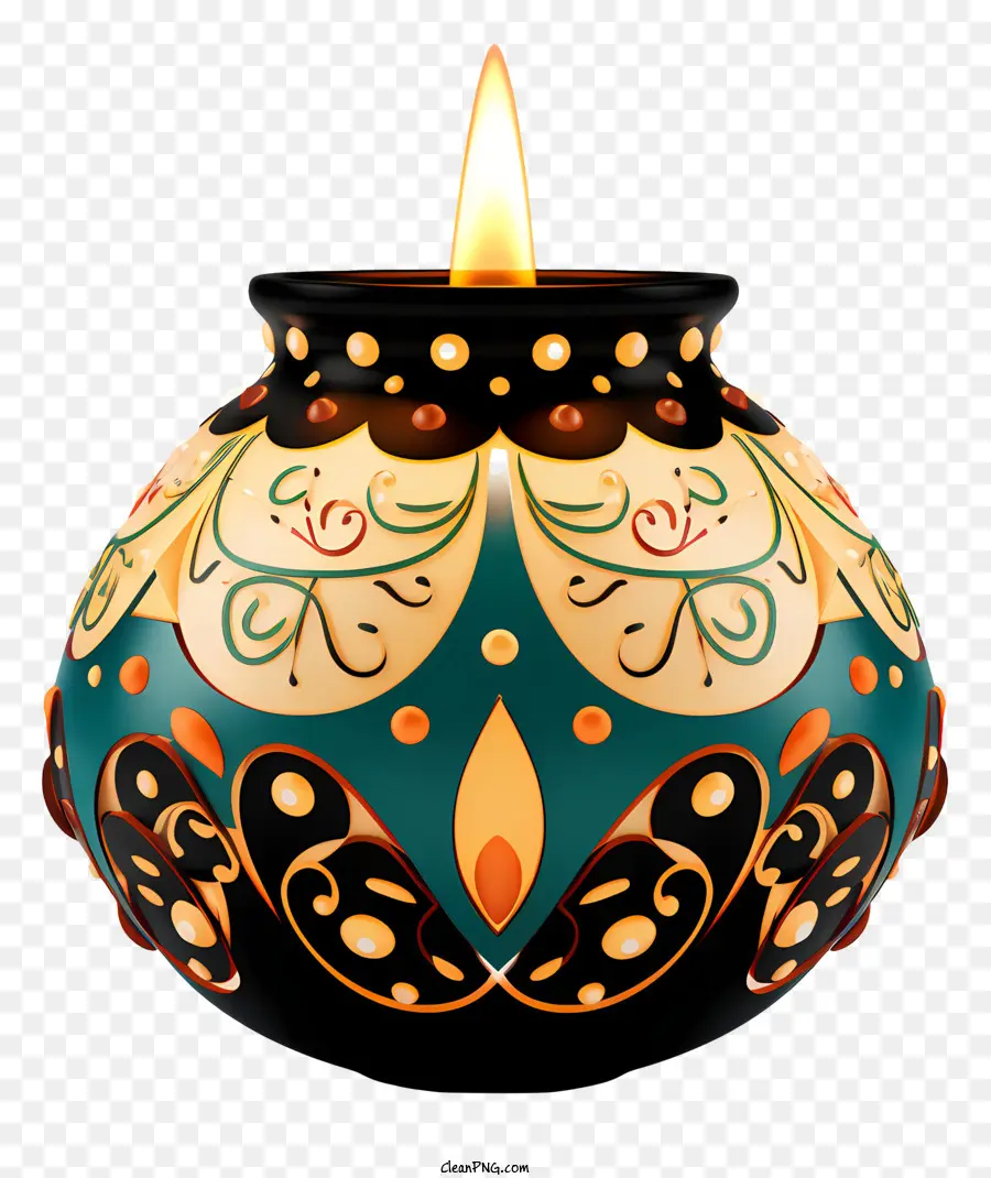 Pastel Diwali Lambası，Dekore Edilmiş Vazo PNG