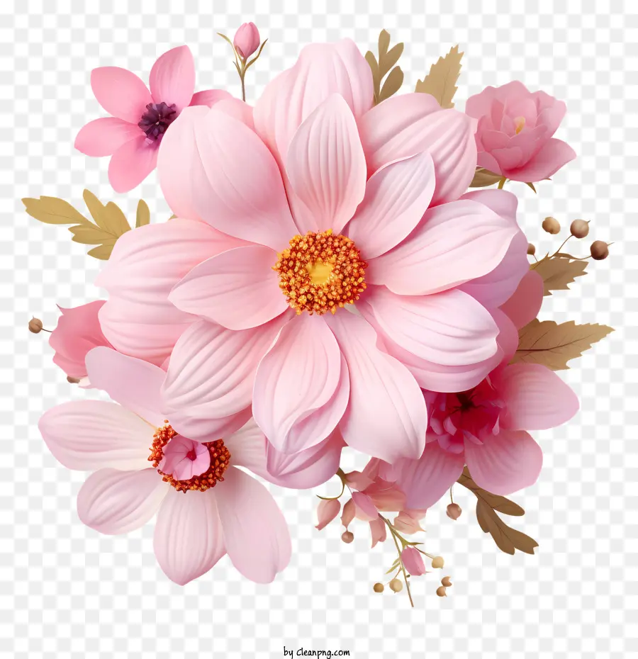 Düz Pembe çiçek，Buket PNG