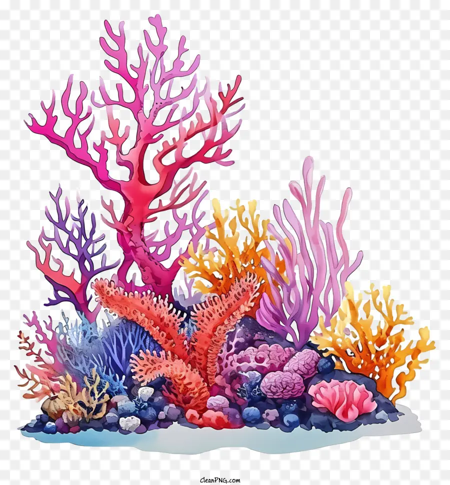 Suluboya Mercan Resif，Sualtı Peyzaj Resmi PNG