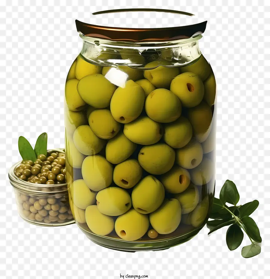 Kavanozda Suluboya Yeşil Zeytin，Yeşil Zeytin PNG