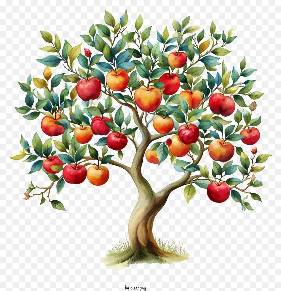 Elma Ağacı Boyama，Kırmızı Elma Ağacı PNG