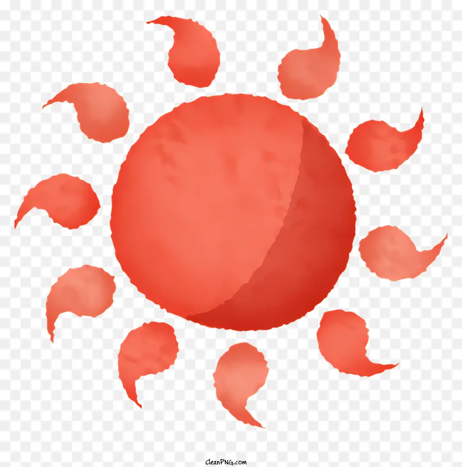 Kırmızı Güneş，Suluboya Etkisi PNG
