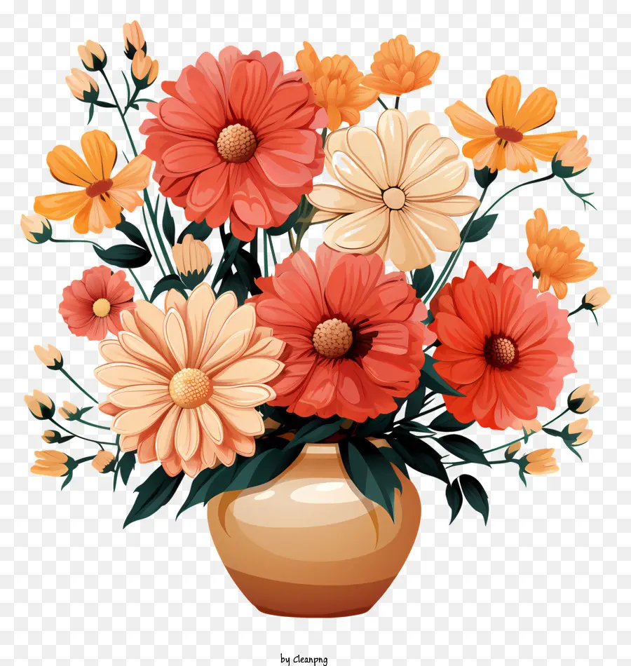 Vazoda Elle çizilmiş çiçek，Vazo PNG