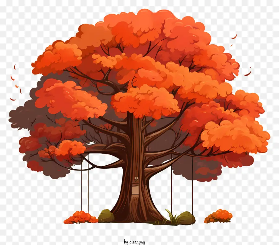 Doodle Style Sonbahar Ağacı，Portakal Ağacı PNG