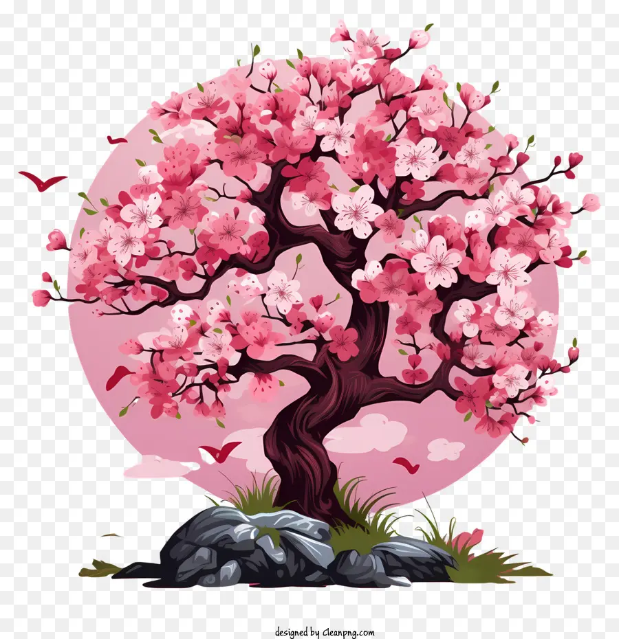 Eskiz Tarzı Kiraz çiçeği Ağacı，Sakura Ağacı PNG