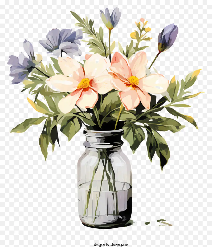 Vazoda Eskiz Tarzı çiçek，Suluboya Resim PNG