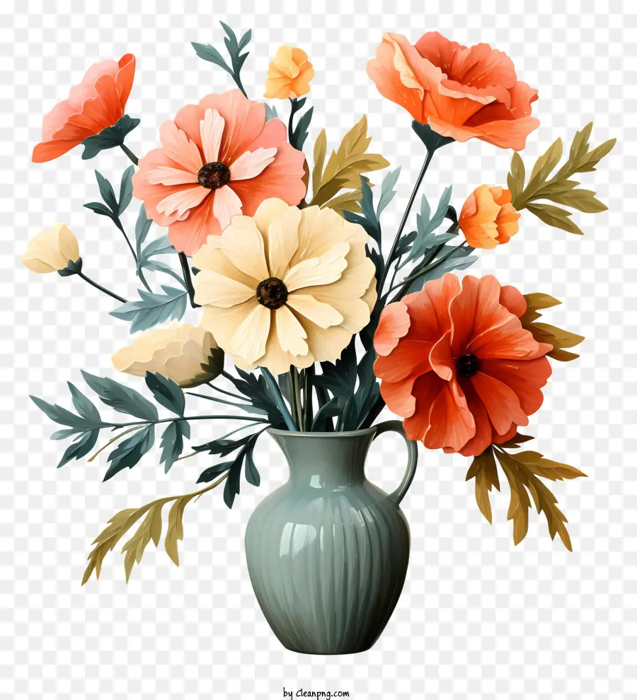 Vazoda Gerçekçi Stil çiçek，Vazo PNG