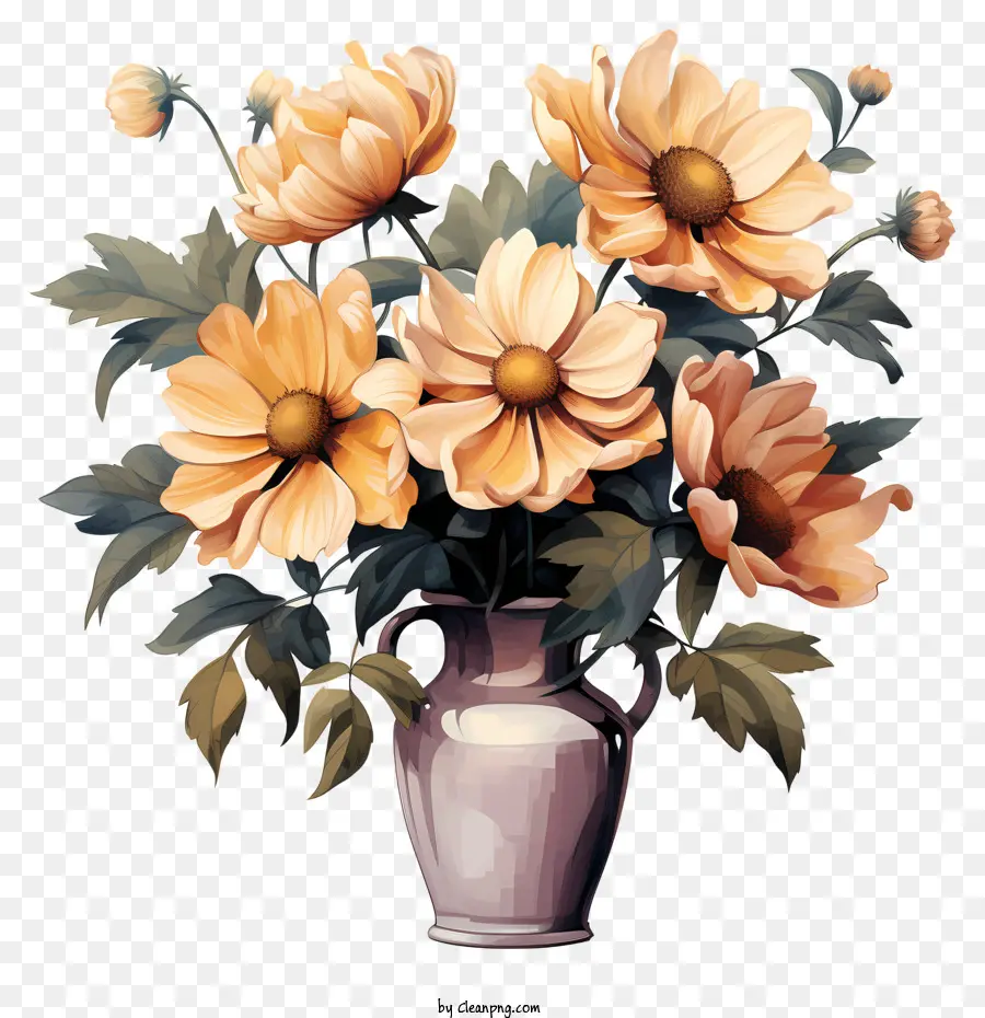 Vazoda Elle çizilmiş çiçek，Genel PNG