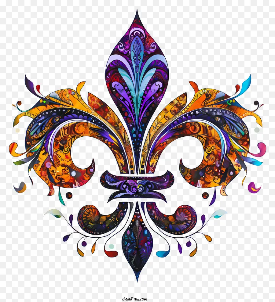 Fleur De Lis，Renkli Çiçek Tasarımı PNG