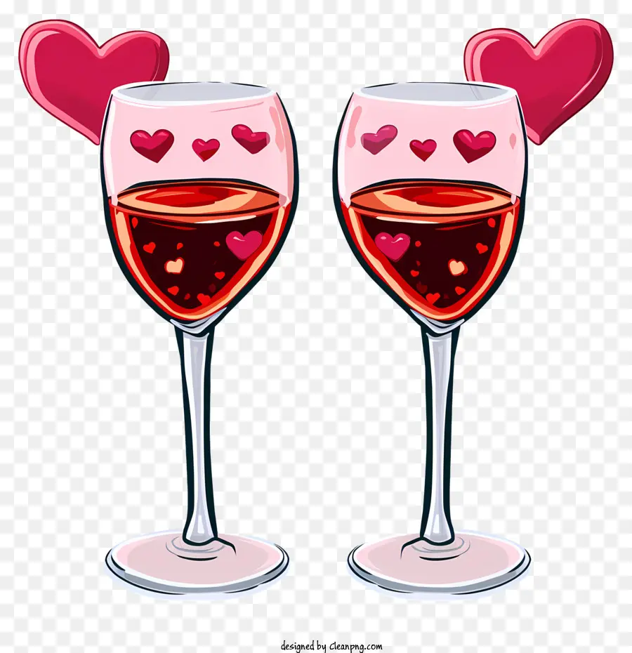 Karikatür Sevgililer Şarap Gözlükleri，Kırmızı şarap PNG