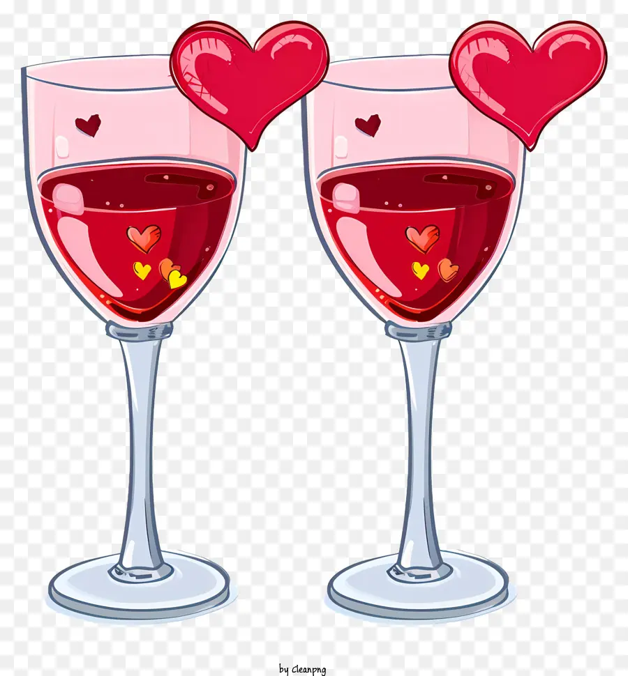 Karikatür Sevgililer Şarap Gözlükleri，Sevgililer Günü PNG