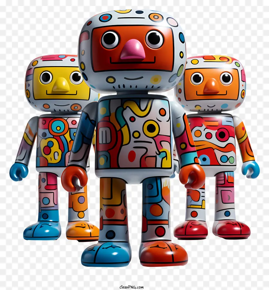 Karikatür Oyuncak，Renkli Robotlar PNG