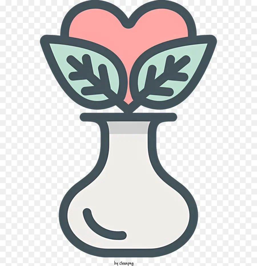 Düz Çizgi Sevgililer Günü，Kalp şeklindeki Vazo PNG