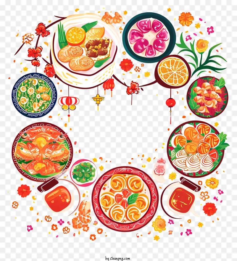 Çin Yeni Yılı Menüsü，Yemek Tabağı PNG