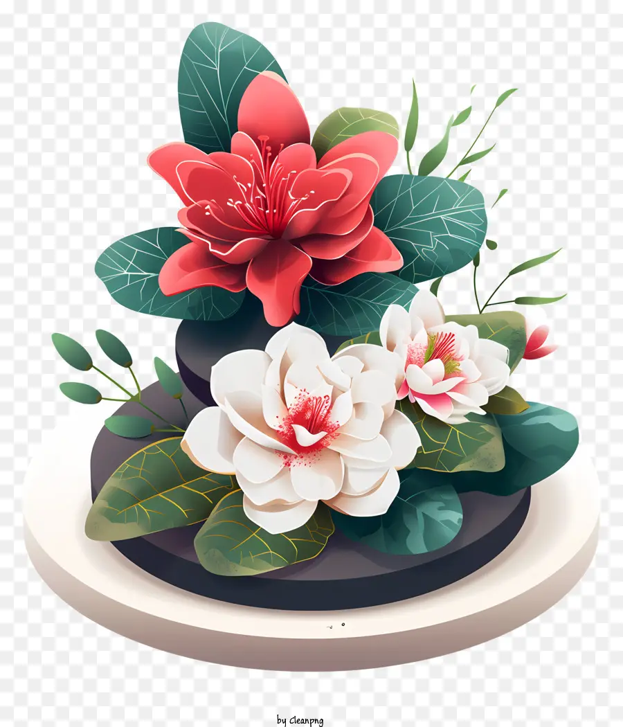 Zen çiçek Aranjmanı，Siyah Mermer Levha PNG