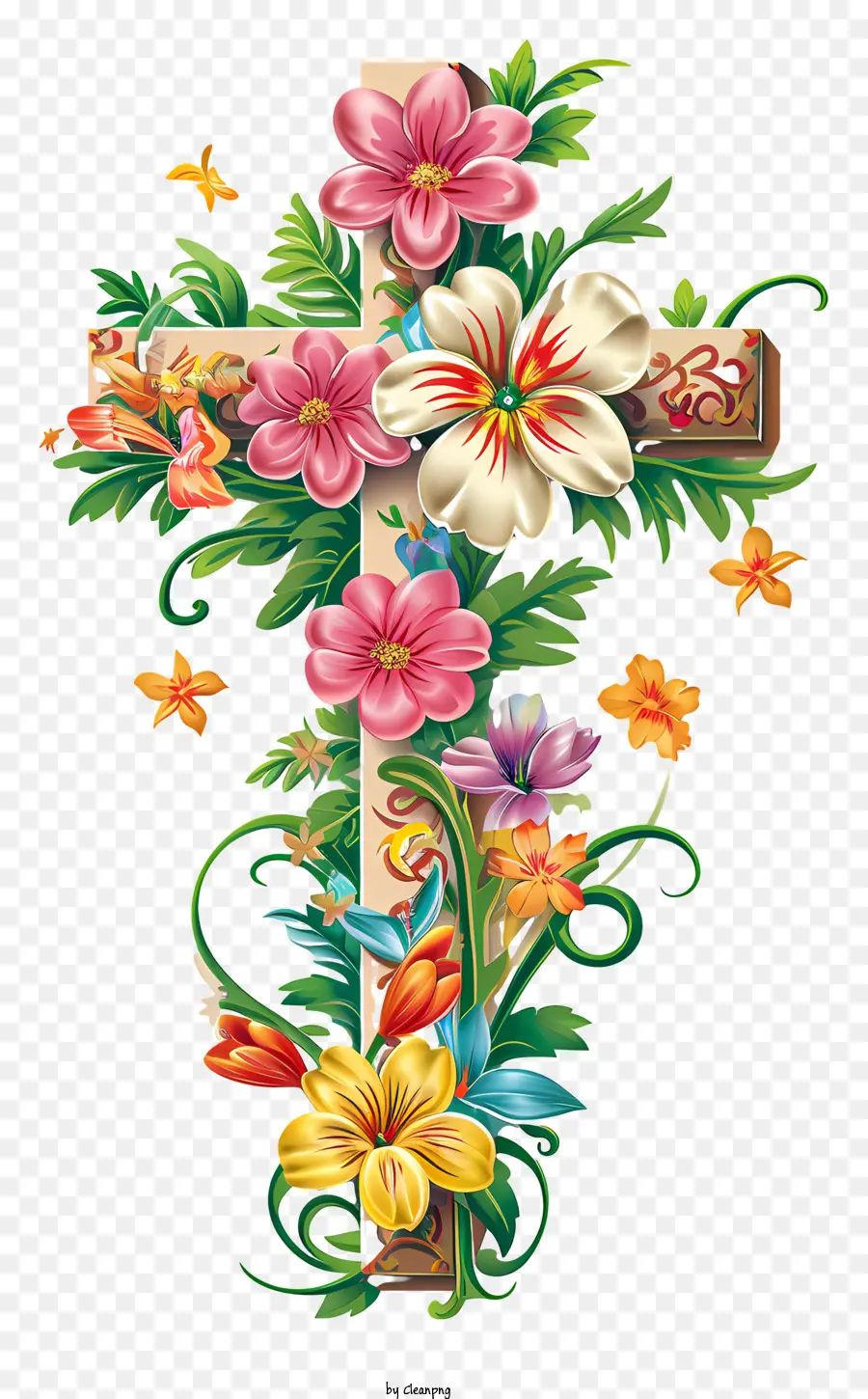 Mutlu Paskalya Haçı，çiçek çapraz PNG
