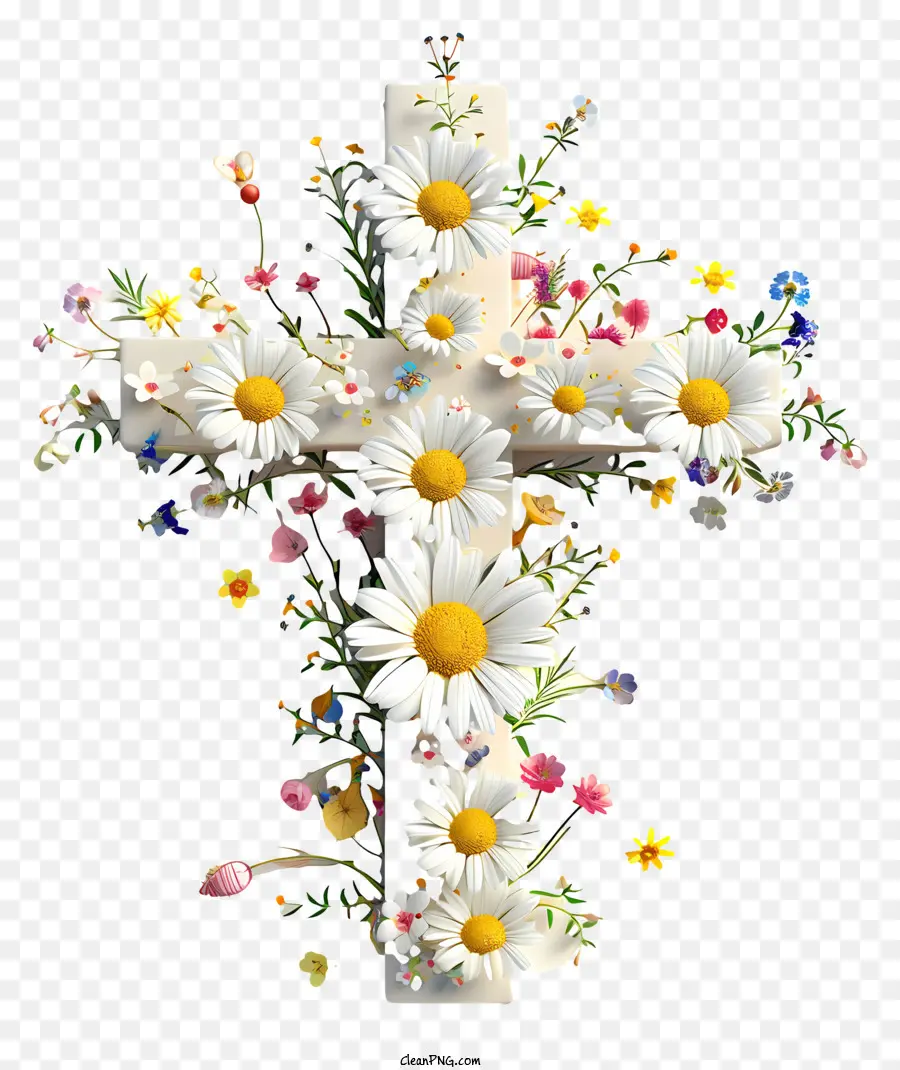 Mutlu Paskalya Haçı，Beyaz çiçekler PNG