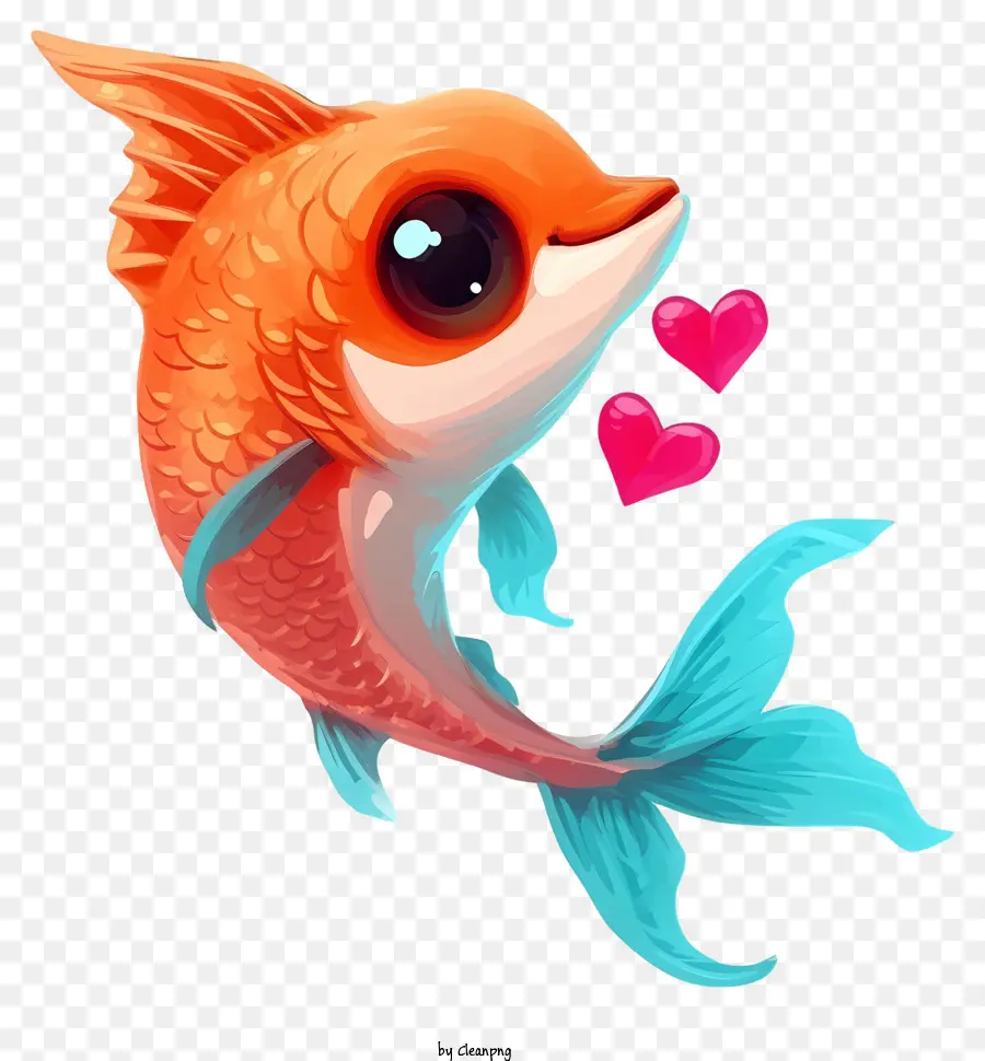 Sevgililer Balık Emoji，Turuncu Balık PNG