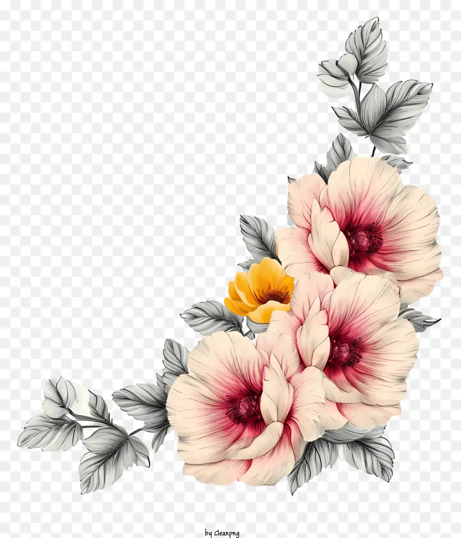Eskiz Tarzı çiçek Sınırı，çiçek Aranjmanı PNG