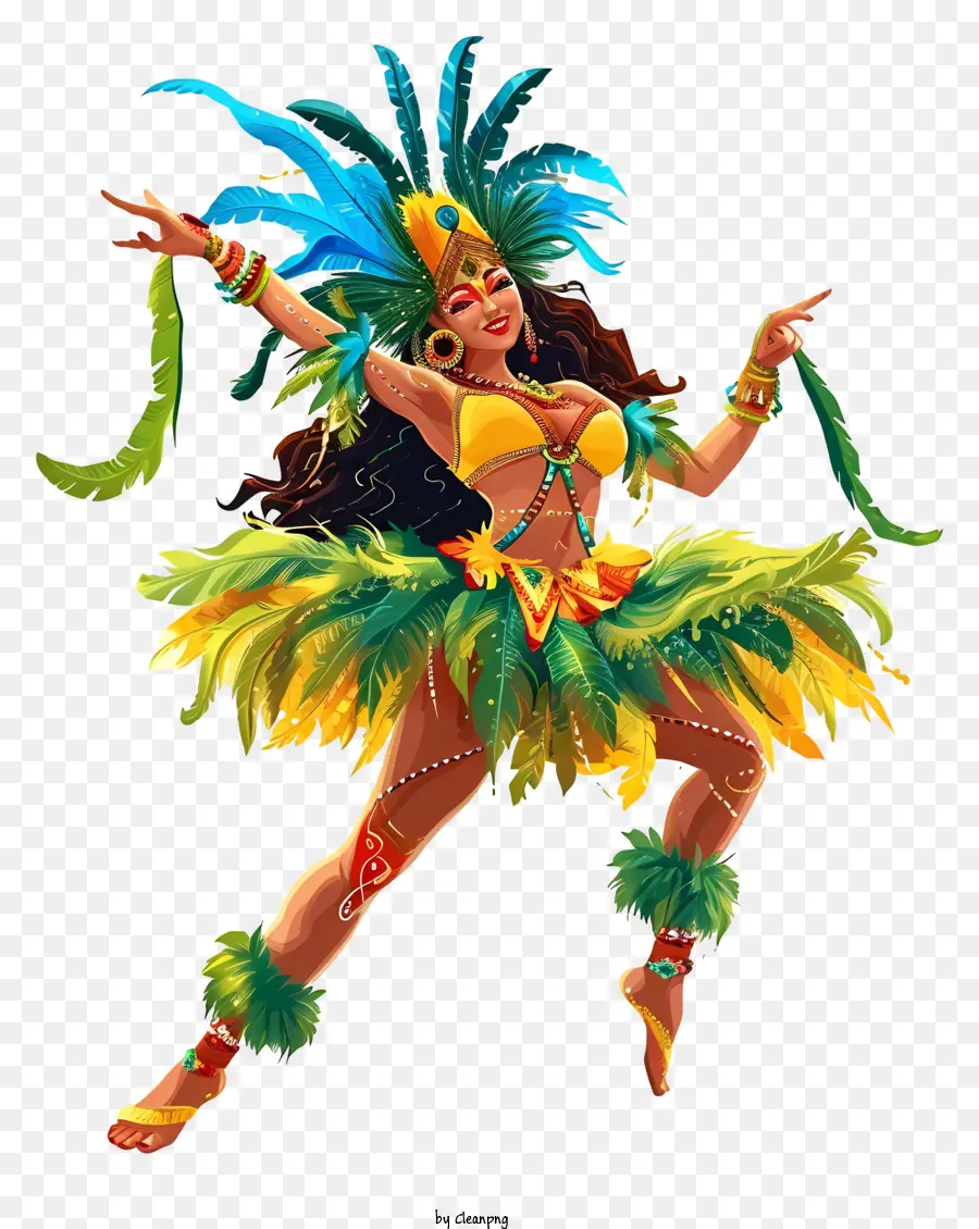 Brezilyalı Karnaval Dansçısı，Tüylü Kıyafetli Kadın PNG