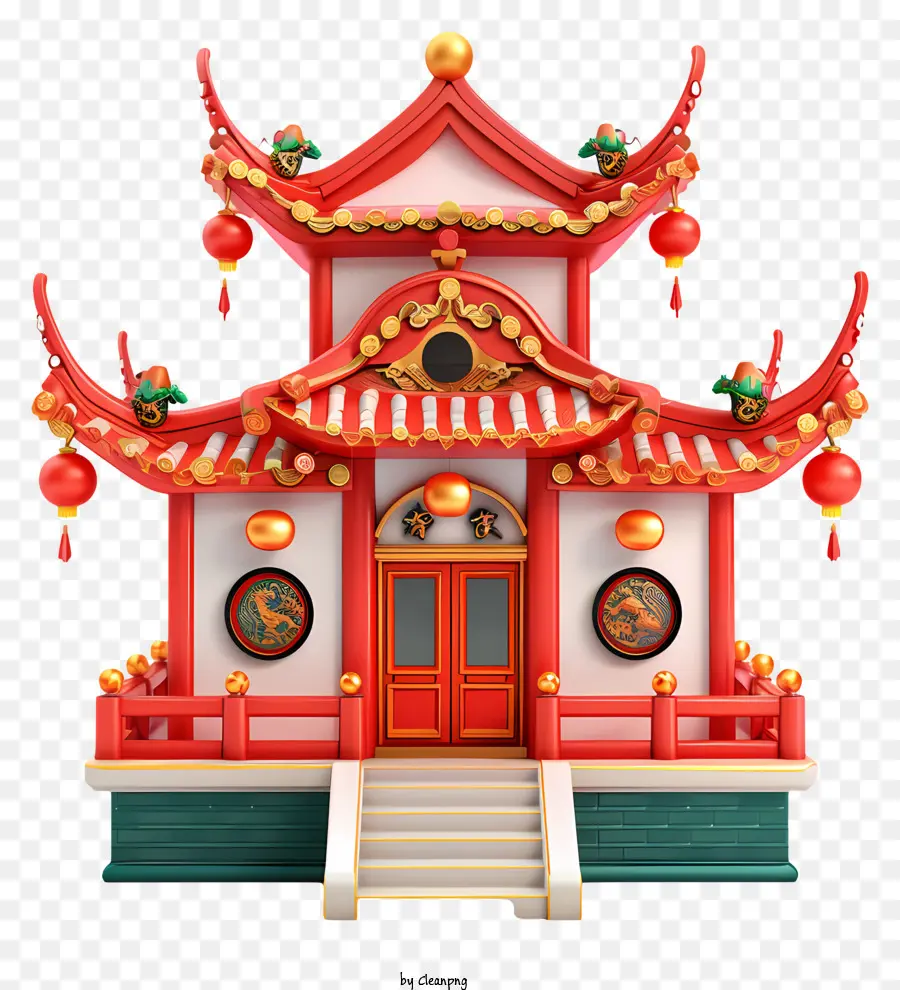 Çin Yeni Yılı，Geleneksel Çin Tapınağı PNG