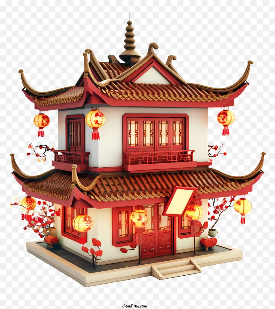 Çin Yeni Yılı，Çin Tarzı Bina PNG