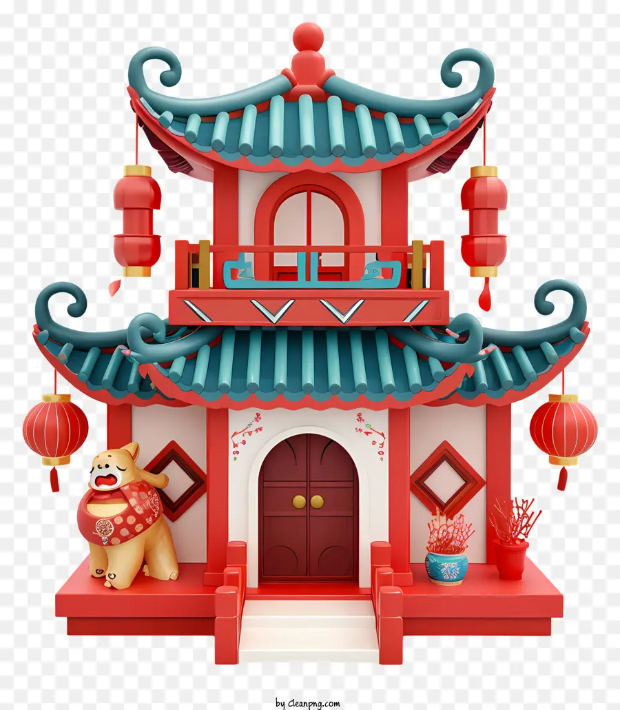 Çin Yeni Yılı，Geleneksel Çin Tapınağı PNG