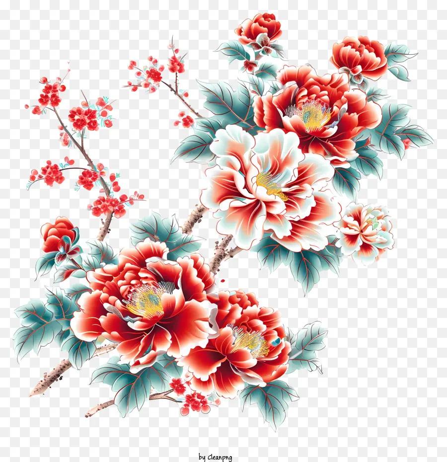 Çin Yeni Yılı Çiçek Sanatı，şakayık çiçek PNG