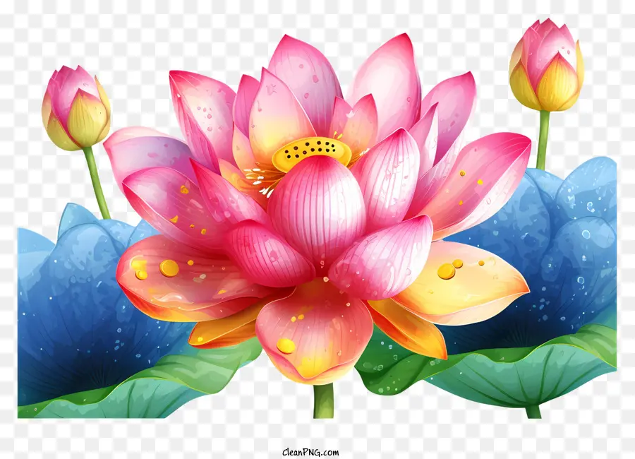 Çok Renkli Boyalar Lotus çiçeği，Lotus çiçeği PNG