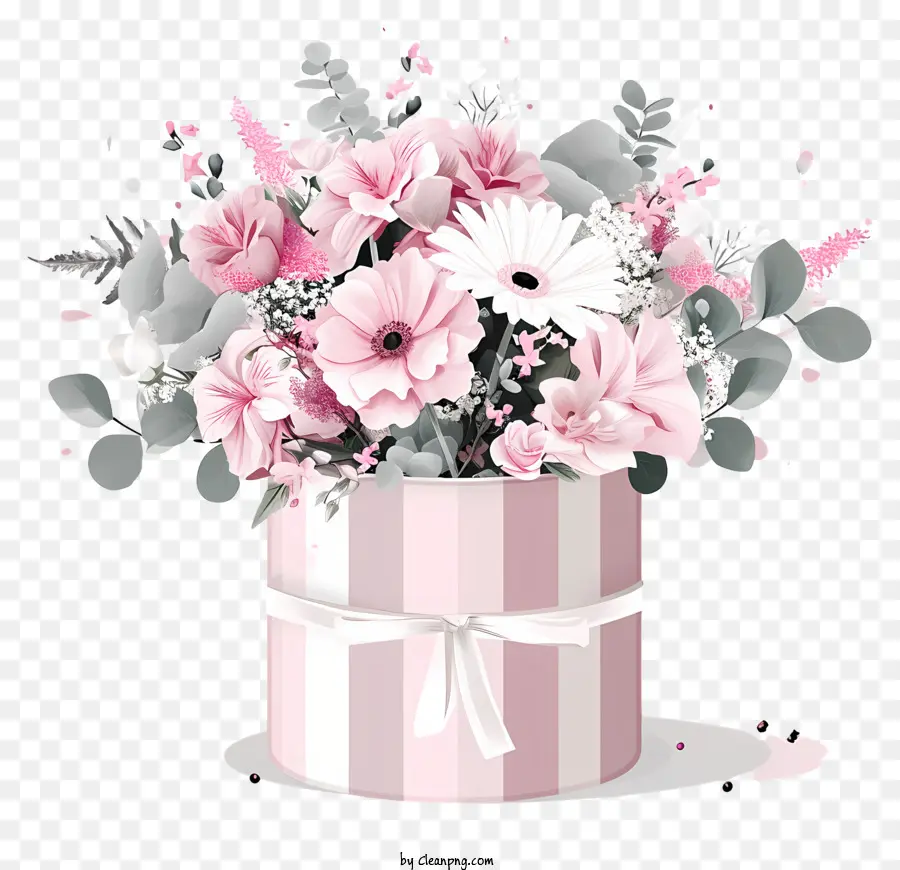 Sevgililer Günü Çiçeği，Pembe çizgili Kutu PNG