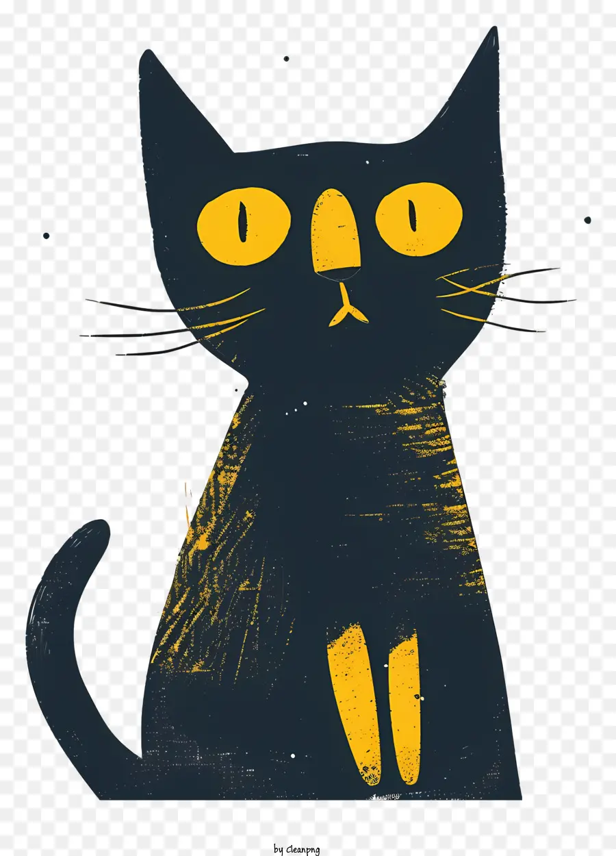 Minimalist Kedi，Gözlüklü Kara Kedi PNG