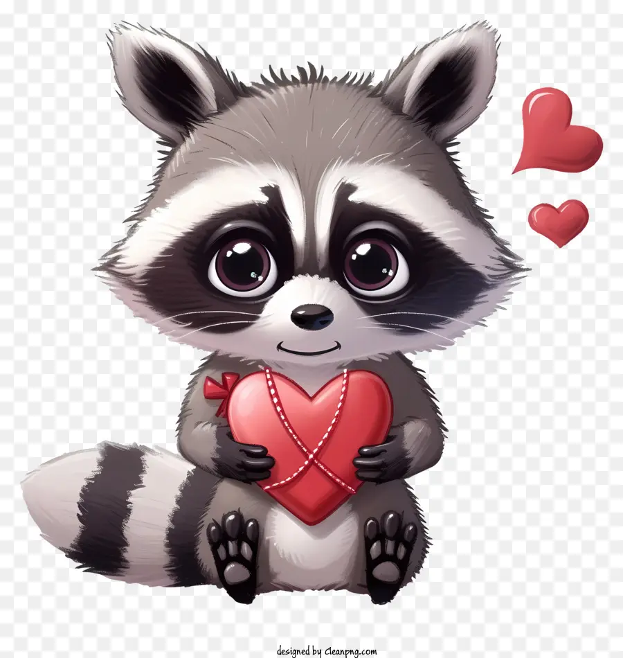 Valentine Raccoon Vector 3d，Karikatür Rakun PNG