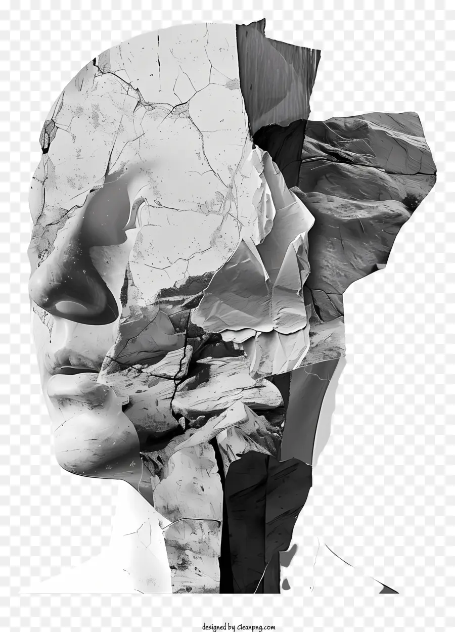 Kollagelike Yunan Kafası，Kağıt Sanat PNG